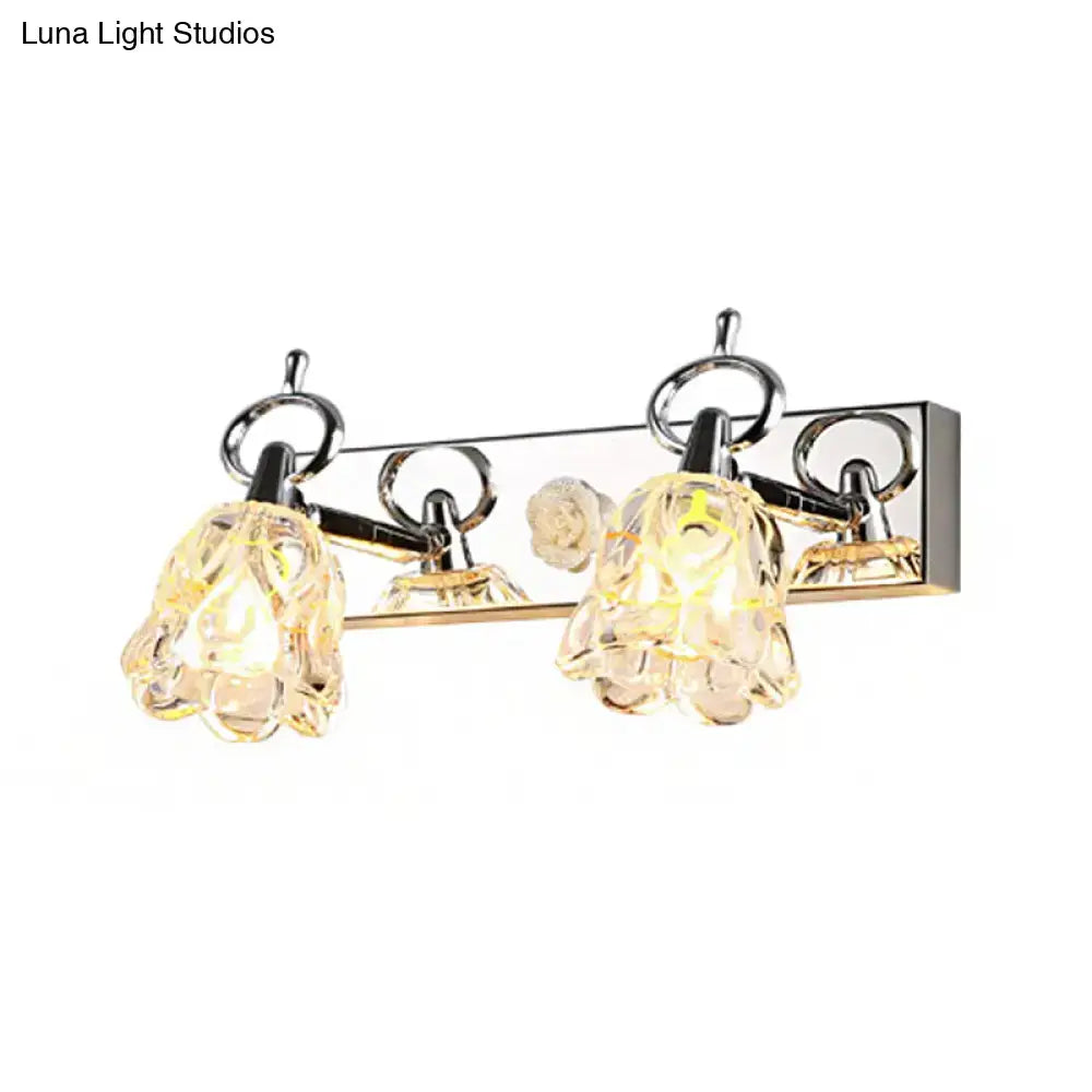 Modern silver finish flower wall light clear glass bathroom fixture