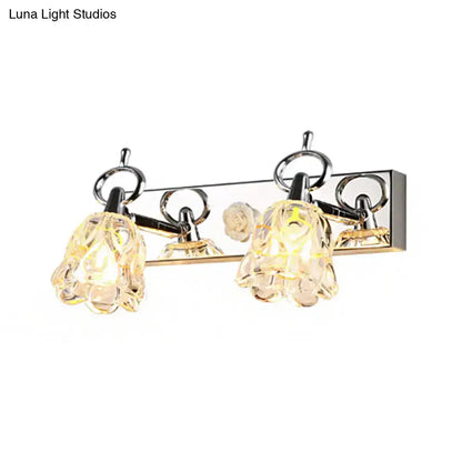 Modern silver finish flower wall light clear glass bathroom fixture