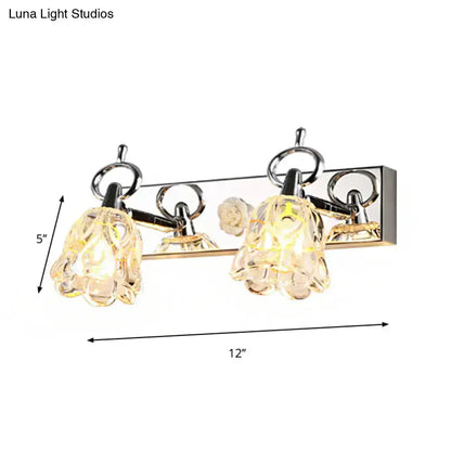 Modern silver finish flower wall light clear glass bathroom fixture