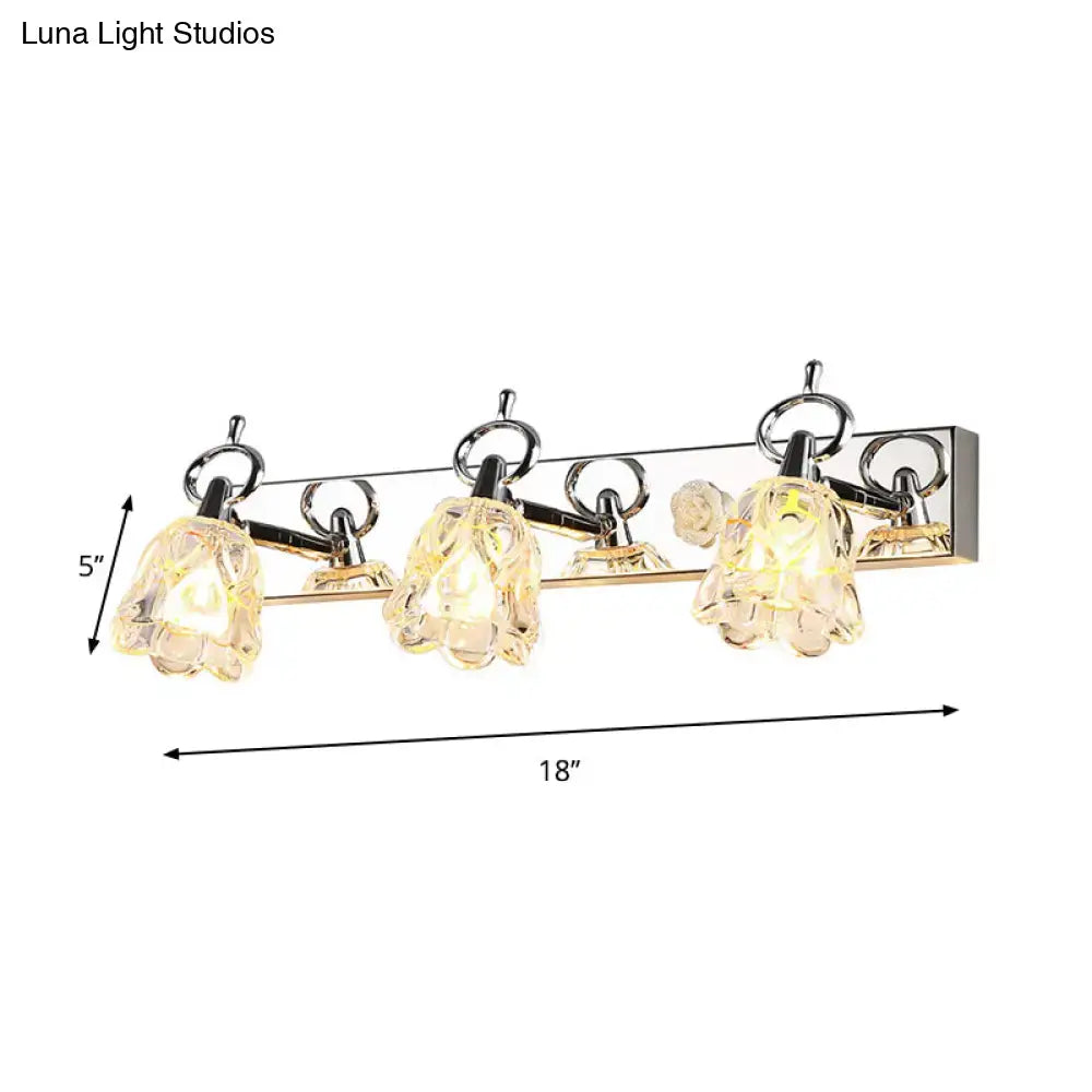 Modern silver finish flower wall light clear glass bathroom fixture
