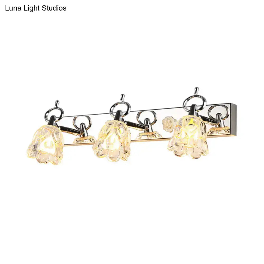 Modern silver finish flower wall light clear glass bathroom fixture