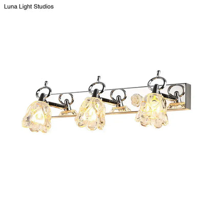 Modern silver finish flower wall light clear glass bathroom fixture