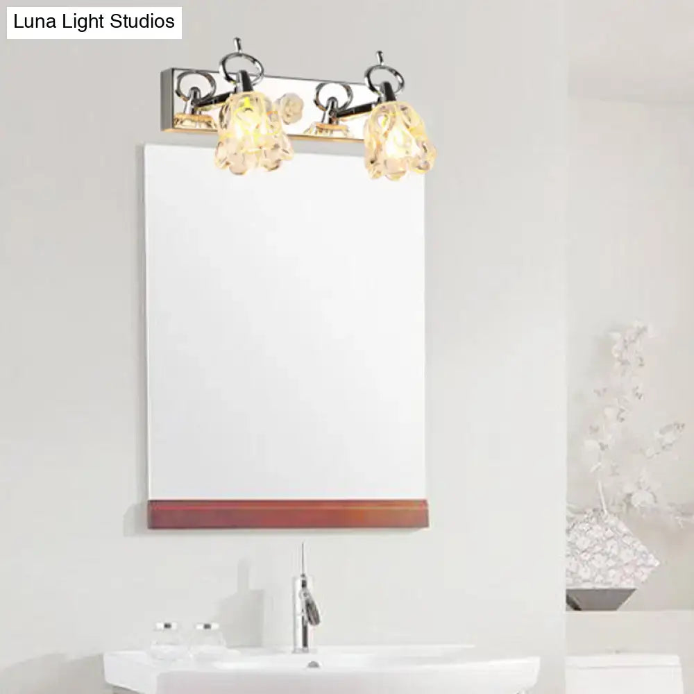 Modern silver finish flower wall light clear glass bathroom fixture