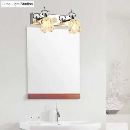 Modern silver finish flower wall light clear glass bathroom fixture
