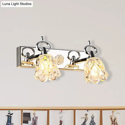 Modern silver finish flower wall light clear glass bathroom fixture