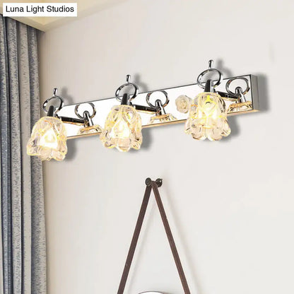 Modern silver finish flower wall light clear glass bathroom fixture