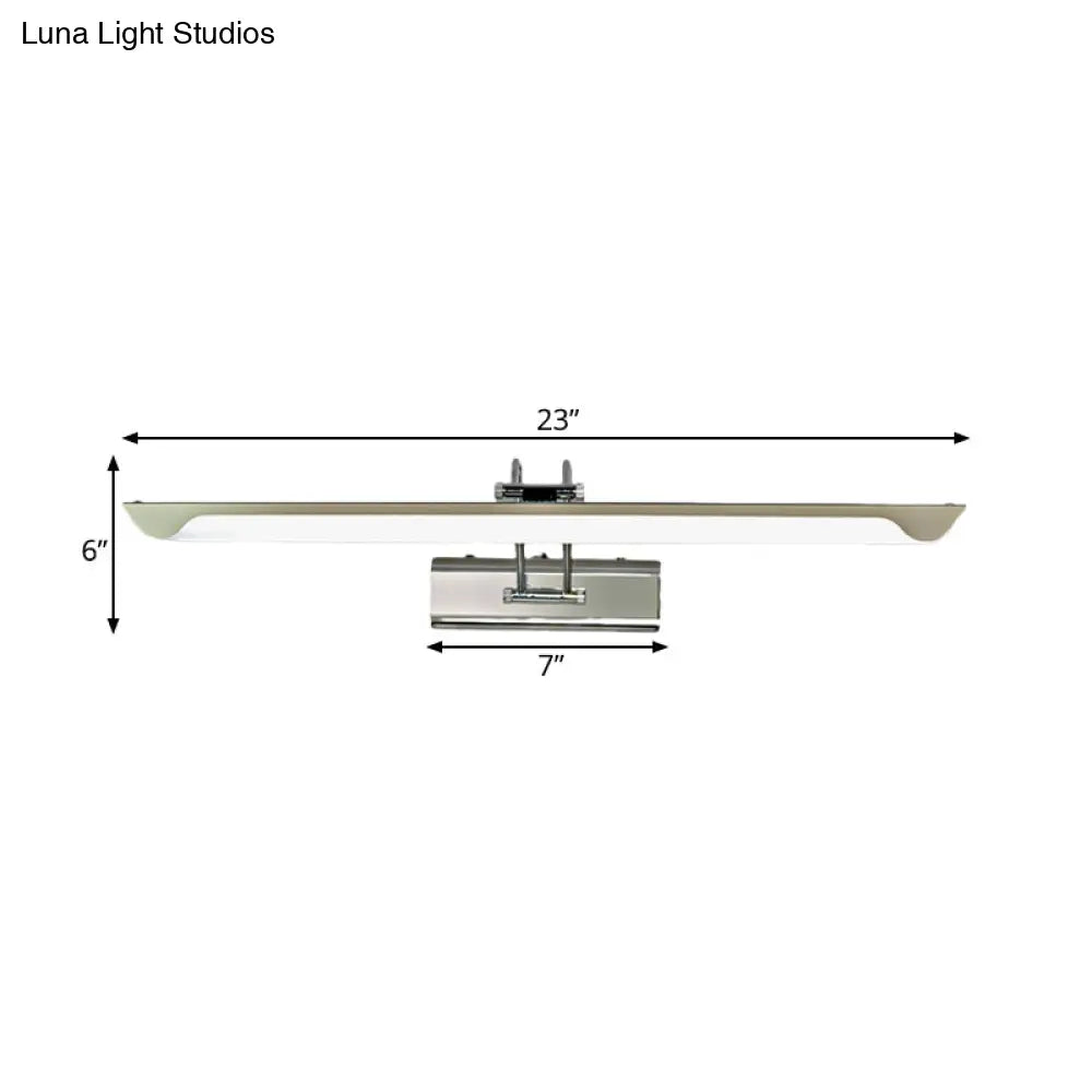 DecorBites™ Modern Silver Finish Linear Wall Mount LED Stainless Steel Vanity Lamp for Bedroom - 16"/23.5" Width
