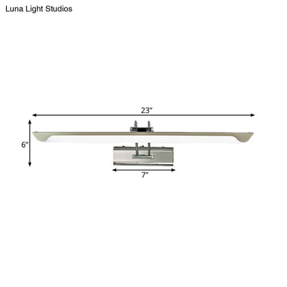 DecorBites™ Modern Silver Finish Linear Wall Mount LED Stainless Steel Vanity Lamp for Bedroom - 16"/23.5" Width
