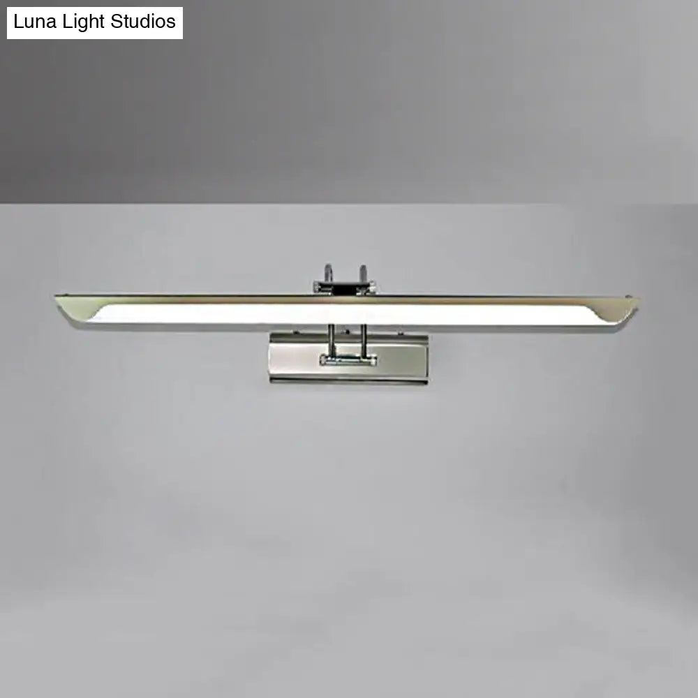 DecorBites™ Modern Silver Finish Linear Wall Mount LED Stainless Steel Vanity Lamp for Bedroom - 16"/23.5" Width