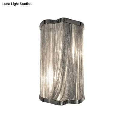 Modern silver finish tassel wall mounted light – living room