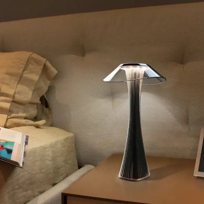 Modern silver fluted crystal diamond touch table lamp for bedroom