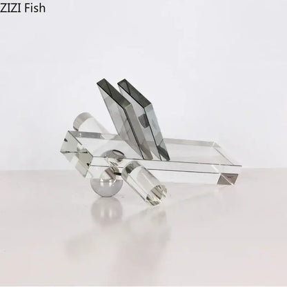 Modern silver geometric crystal ball desk ornament bedroom sculpture
