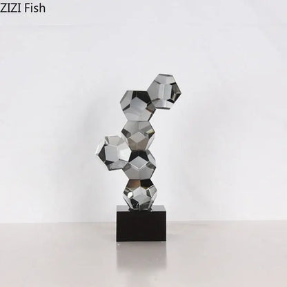 Modern silver geometric crystal ball desk ornament bedroom sculpture