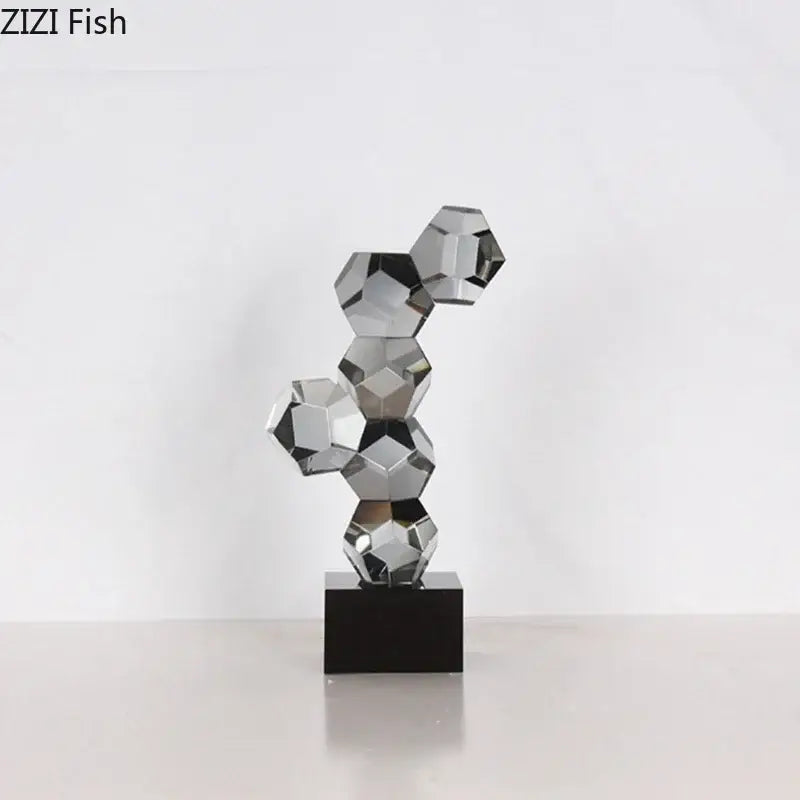 Modern silver geometric crystal ball desk ornament bedroom sculpture