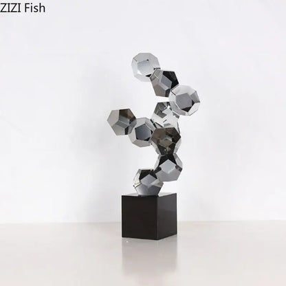 Modern silver geometric crystal ball desk ornament bedroom sculpture