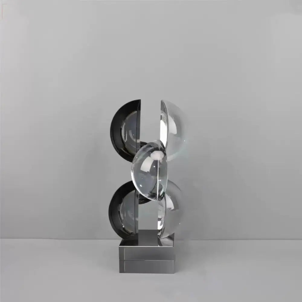 Modern silver geometric crystal sculpture living room decor