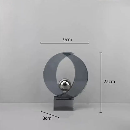 Modern silver geometric crystal sculpture living room decor