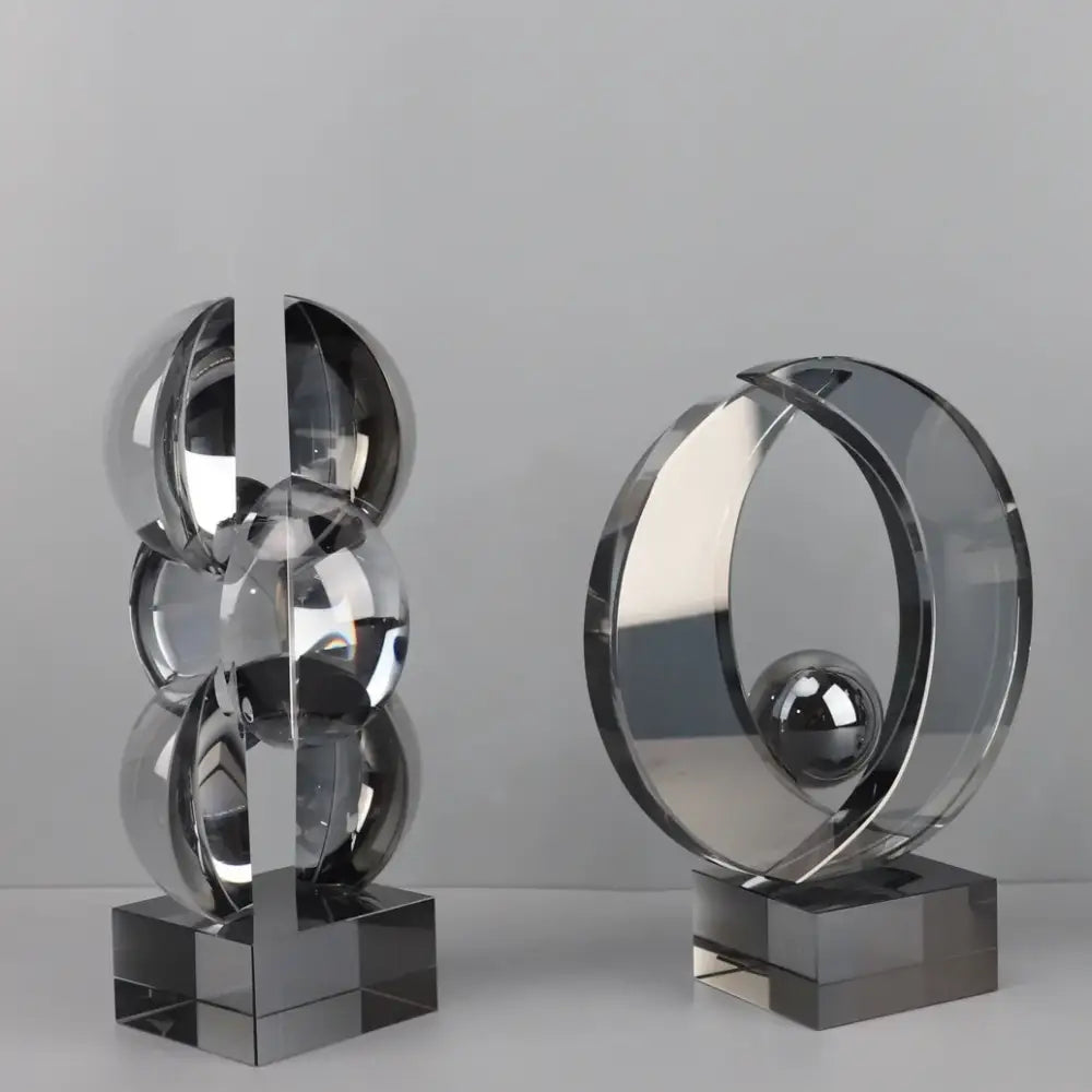 Modern silver geometric crystal sculpture living room decor