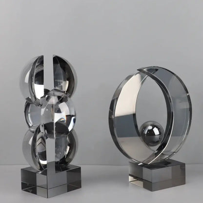 Modern silver geometric crystal sculpture living room decor
