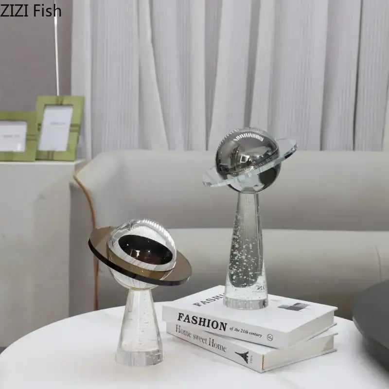 Modern silver geometric crystal star desk sculpture bedroom decor