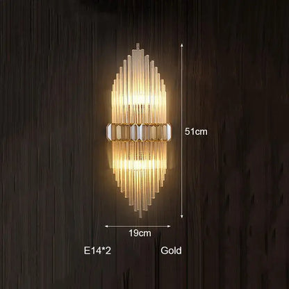 Modern silver geometric crystal strip led wall lamp bedroom sconce