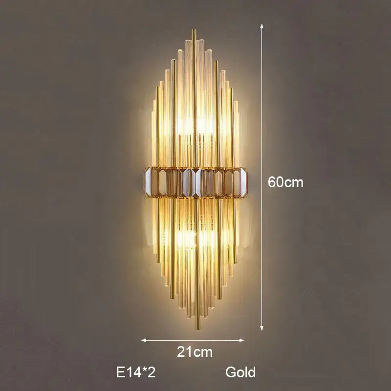 Modern silver geometric crystal strip led wall lamp bedroom sconce