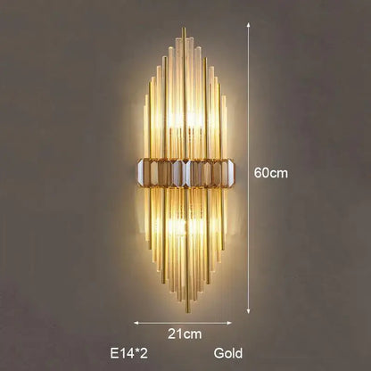 Modern silver geometric crystal strip led wall lamp bedroom sconce
