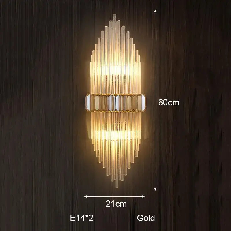 Modern silver geometric crystal strip led wall lamp bedroom sconce