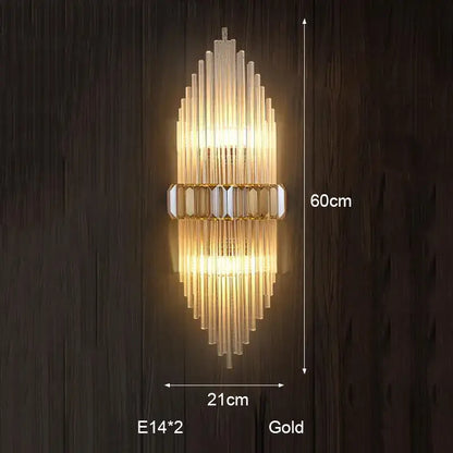 Modern silver geometric crystal strip led wall lamp bedroom sconce
