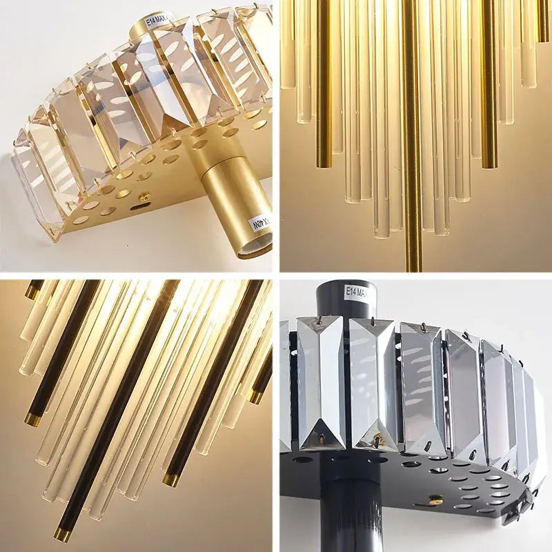 Modern silver geometric crystal strip led wall lamp bedroom sconce