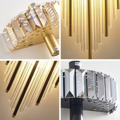 Modern silver geometric crystal strip led wall lamp bedroom sconce