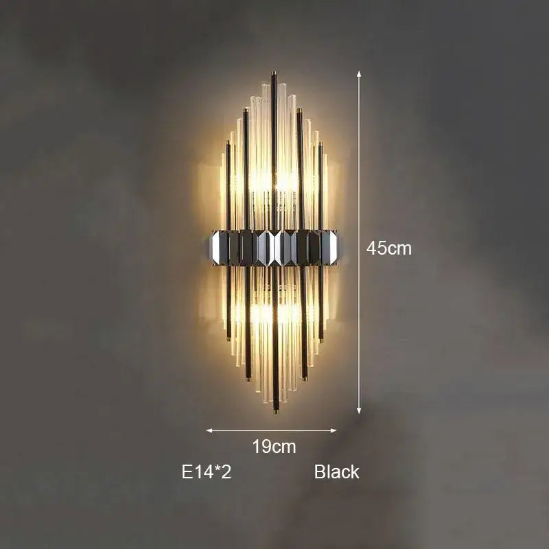 Modern silver geometric crystal strip led wall lamp bedroom sconce