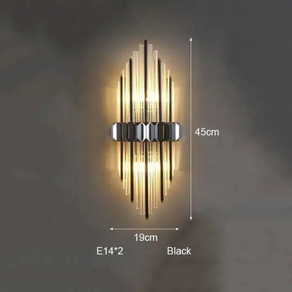 Modern silver geometric crystal strip led wall lamp bedroom sconce