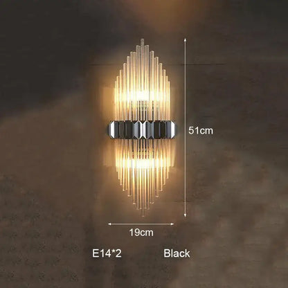 Modern silver geometric crystal strip led wall lamp bedroom sconce