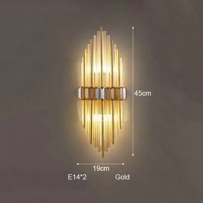 Modern silver geometric crystal strip led wall lamp bedroom sconce
