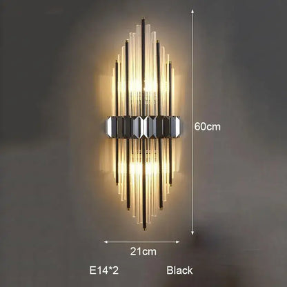 Modern silver geometric crystal strip led wall lamp bedroom sconce
