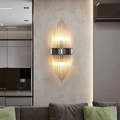 Modern silver geometric crystal strip led wall lamp bedroom sconce