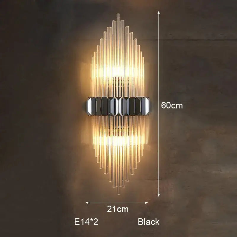 Modern silver geometric crystal strip led wall lamp bedroom sconce