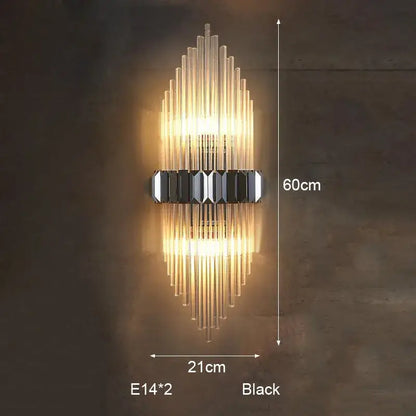 Modern silver geometric crystal strip led wall lamp bedroom sconce