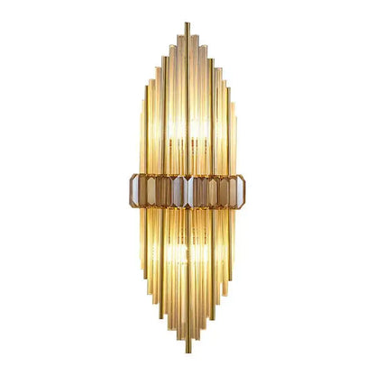 Modern silver geometric crystal strip led wall lamp bedroom sconce
