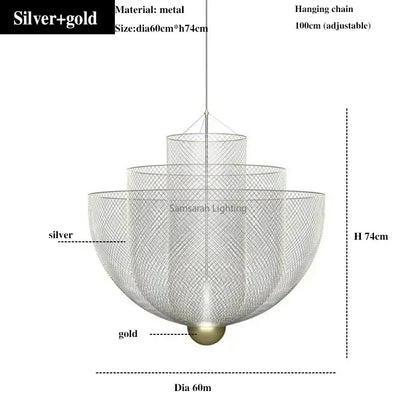 Modern silver geometric iron chandelier dining room pendant light