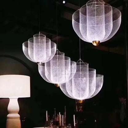 Modern silver geometric iron chandelier dining room pendant light