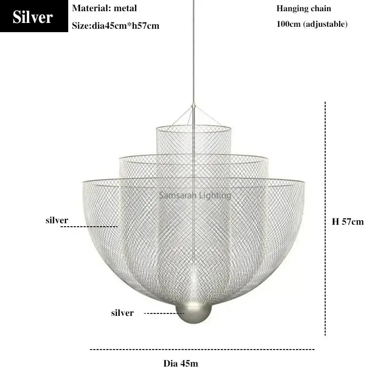 Modern silver geometric iron chandelier dining room pendant light