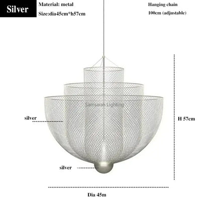 Modern silver geometric iron chandelier dining room pendant light