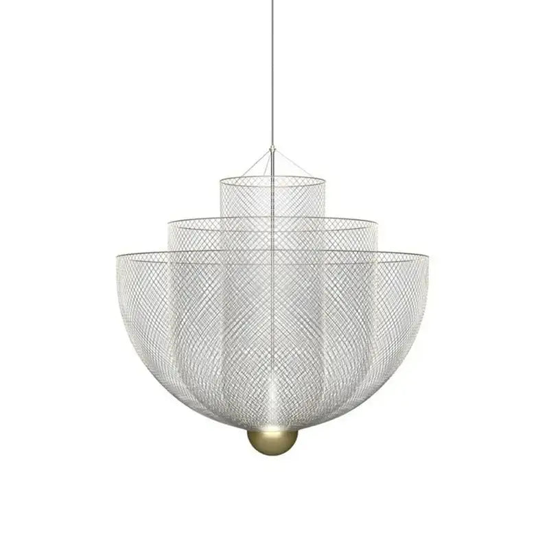Modern silver geometric iron chandelier dining room pendant light