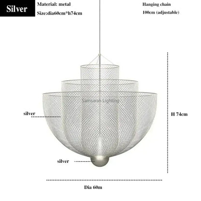 Modern silver geometric iron chandelier dining room pendant light