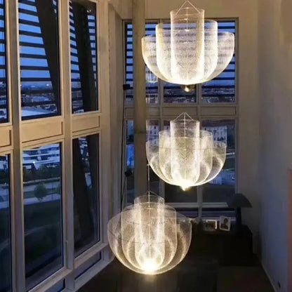 Modern silver geometric iron chandelier dining room pendant light