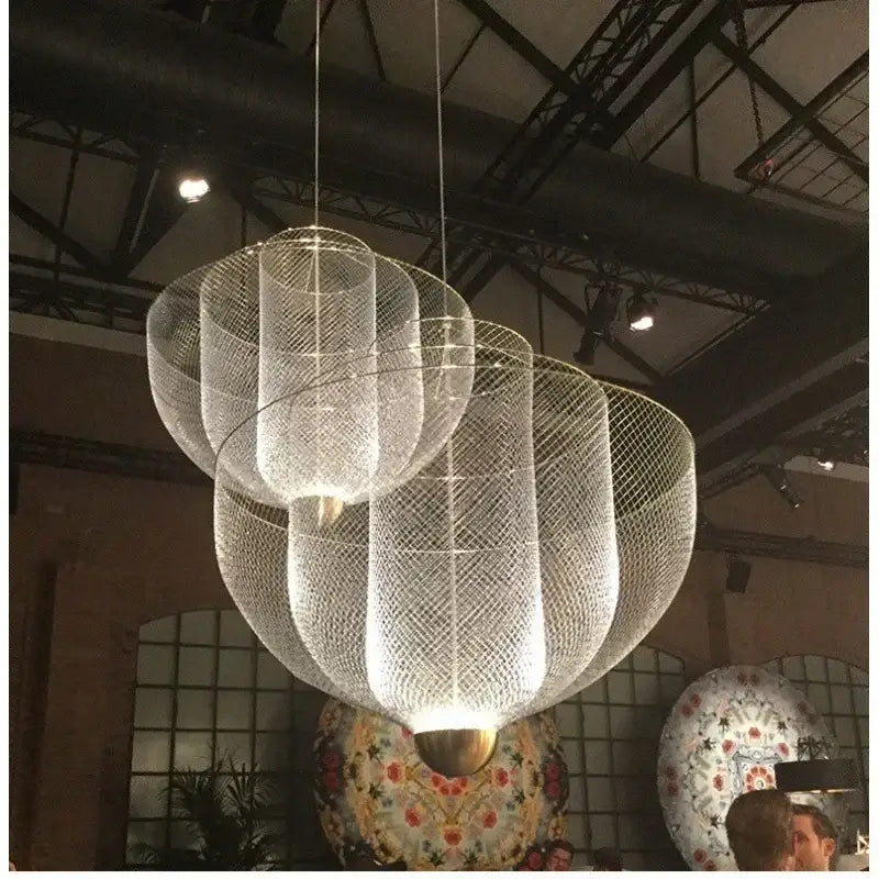 Modern silver geometric iron chandelier dining room pendant light
