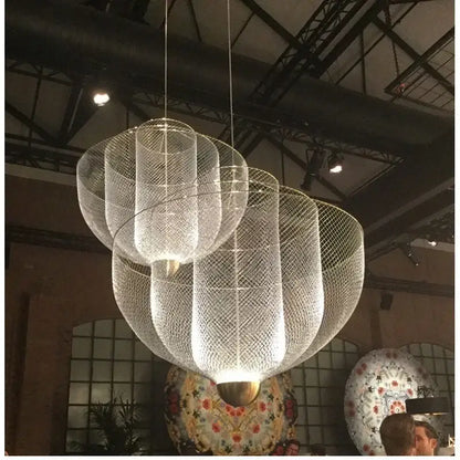 Modern silver geometric iron chandelier dining room pendant light