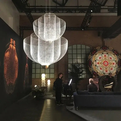 Modern silver geometric iron chandelier dining room pendant light
